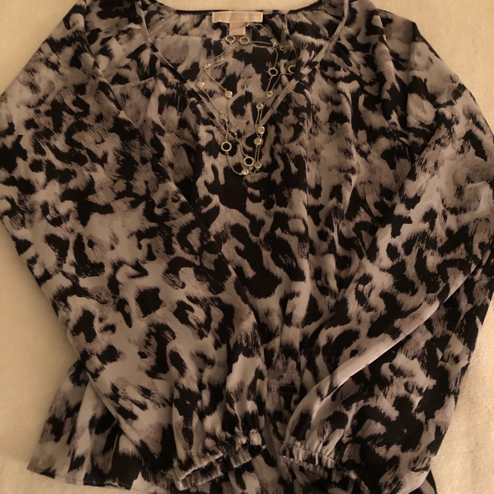 MICHAEL Michael Kors Animal Print Blouse Sz M